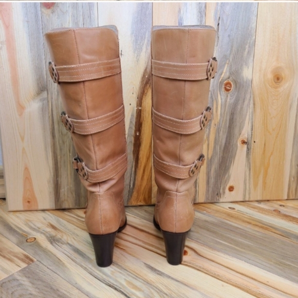 Matisse Tall Buckle Tan Leather Boots - Picture 6 of 9